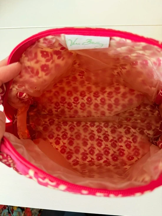 Vera Bradley Twirly Birds Pink Large Cosmetic Pouch - Picture 5 of 7